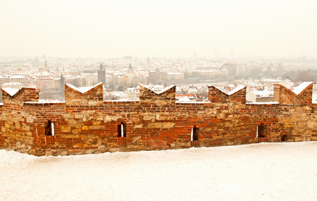 Panorama of Prague with its landmarksの写真素材