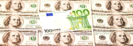 Two leading currencies - US Dollar and Euroの写真素材