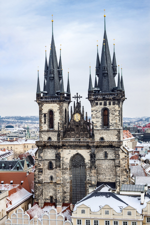 Church of Our Lady Before Tyn in Prague, Czech Republicの写真素材