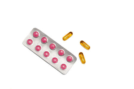 pills isolated on white backgroundの写真素材