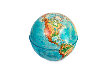 Globe in Russian on the stand isolated on white background