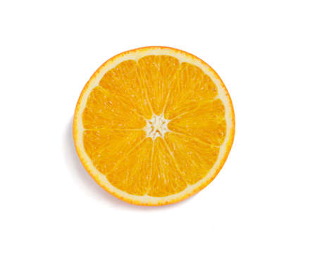 juicy tropical fruit orange on a white backgroundの写真素材