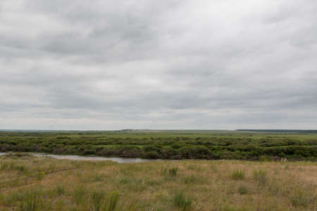 view of the steppe from a high hillの写真素材