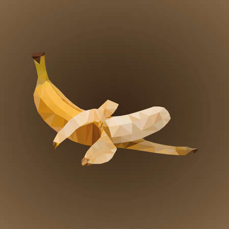 banana on a dark background in the treated triangulation modeのイラスト素材