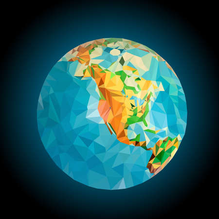 North America on the globe processed triangulation modeのイラスト素材