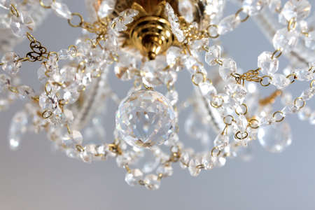 Details of a crystal chandelier close-upの写真素材