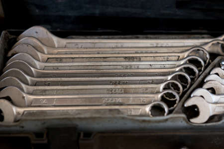 Tools for car repair in the workshopの写真素材