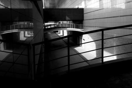 Pedestrian crossing in a tunnel without peopleの写真素材