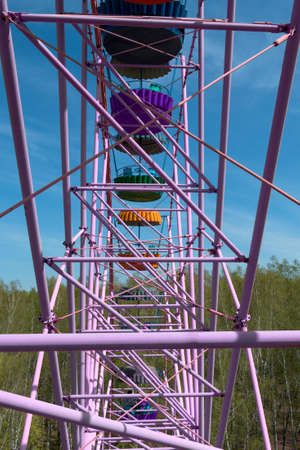 View of the Ferris wheel from the insideの写真素材
