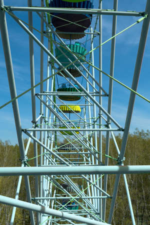 View of the Ferris wheel from the insideの写真素材