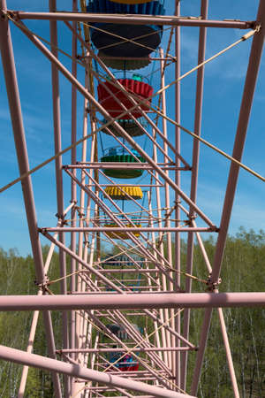 View of the Ferris wheel from the insideの写真素材