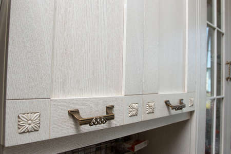Cabinet drawers in the kitchenの写真素材