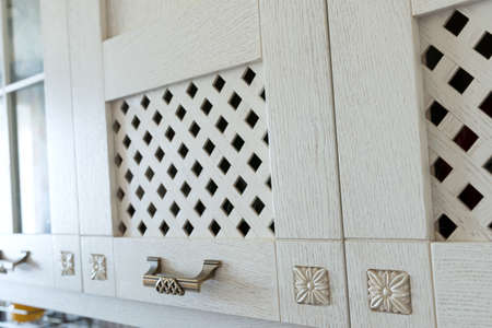 Cabinet drawers in the kitchenの写真素材