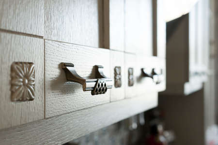 Cabinet drawers in the kitchenの写真素材