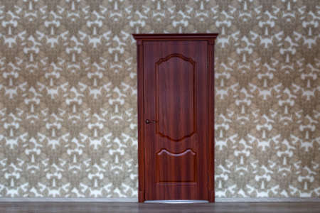 wooden door isolated against whiteの写真素材