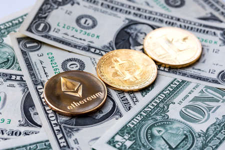 A cryptocurrency  is a digital asset designed to work as a medium of exchangeの写真素材