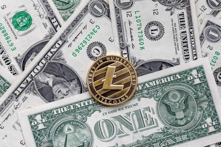 litecoin, crypto currency, electronic money on the dollar. world economy.の写真素材