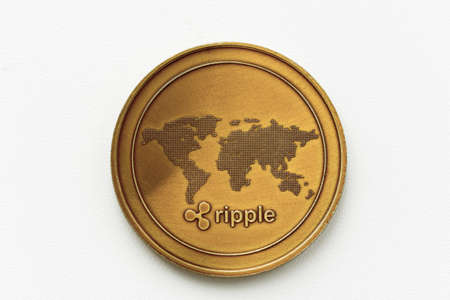 virtual money cryptocurrency ripple closeupの写真素材