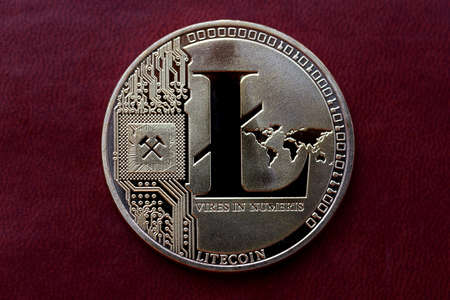 virtual money cryptocurrency litecoin closeupの写真素材