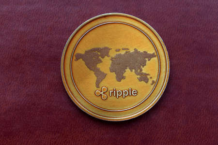 virtual money cryptocurrency ripple closeupの写真素材