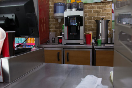 Coffee machine in the cafe or diner