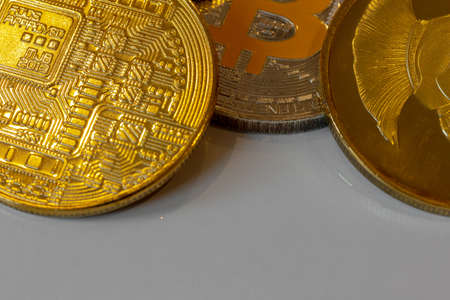 souvenir coins of cryptocurrency, bitcoin, lightcoin, ethereumの写真素材