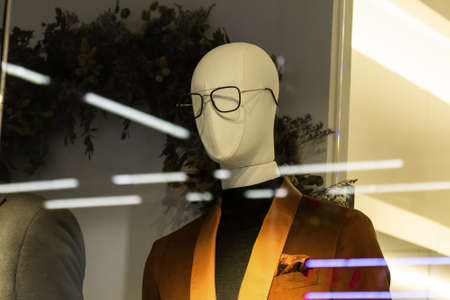 dummy installed to display product in the shop windの写真素材