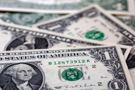 Stack of One Dollar Billsの写真素材