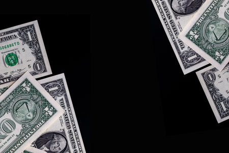 american paper dollar isolate on black background