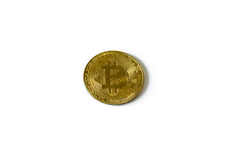 Bitcoin and Altcoins metal coins cryptocurrency isolated on a white background