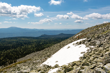 fantastic mountain landscape on a clear summer dayの写真素材