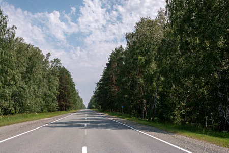 flat asphalt road for cars with markings gの写真素材