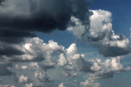 gloomy stormy sky with heavy dark clouds