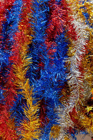 multi-colored Christmas mess to decorate the New Year holidaysの写真素材