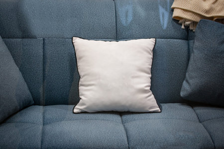 soft light pillow lies on the sofa. good place for inscription advertising