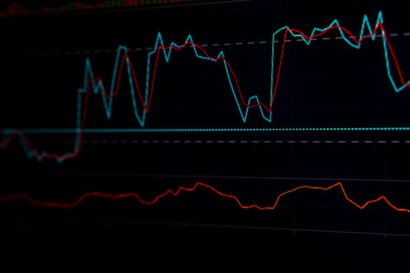 securities price chart on the monitor screen