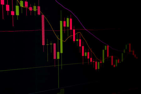 securities price chart on the monitor screen iの写真素材