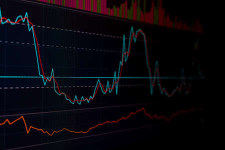 securities price chart on the monitor screen iの写真素材
