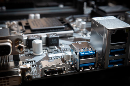 details on the motherboard of a personal computerの写真素材