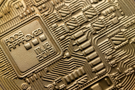 the stamp with the image of the electronic board on the coin is the reverse side of the souvenir...