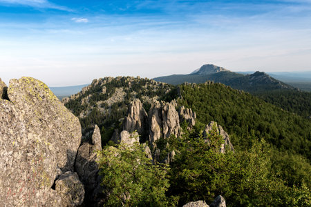wonderful view in the mountains from the topの写真素材