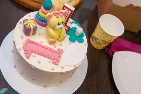 birthday cake for one year old babyの写真素材