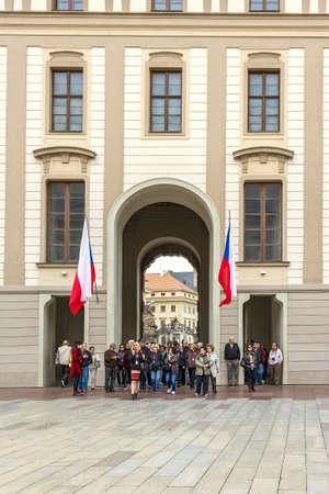 Tourists come  to the area  the Presidential Palace (Prague)のeditorial素材