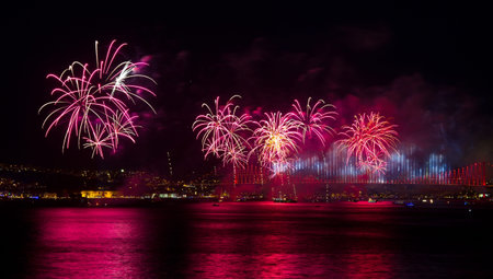 Fireworks over Bosphorus Strait