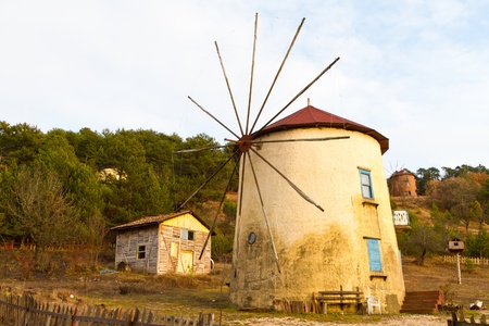 Windmill from Cubuk Lake, Turkeyの写真素材