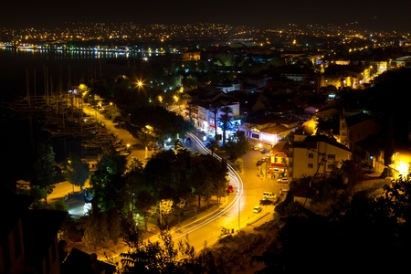 Night view of Fethiye, Turkeyの写真素材
