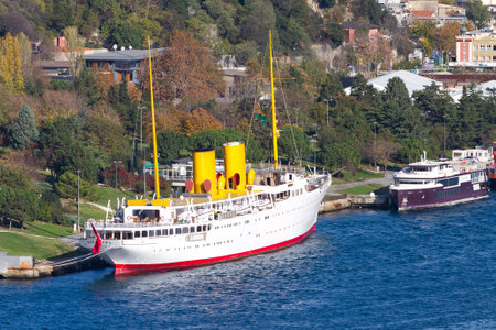 Savarona at port on November 17, 2011 Istanbul, Turkey  Savarona was the largest yacht when launched in 1931  The Turkish government bought the yacht for Mustafa Kemal Ataturkのeditorial素材