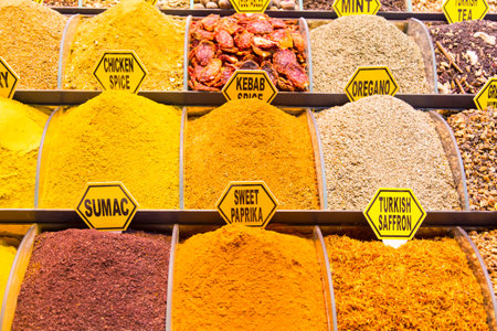 Spices in Spice Bazaar, Istanbulのeditorial素材