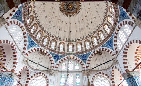 ISTANBUL, TURKEY - MAY 03, 2014: Dome of Rustem Pasha Mosque in Eminonu, Istanbul. Rustem Pasha Mosque was built in 1563 by architect Mimar Sinanのeditorial素材