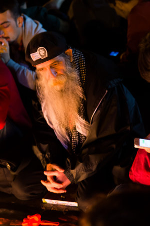 ISTANBUL, TURKEY - MAY 18, 2014: A man in Kadikoy to protest against the ruling AKP over the Soma...
